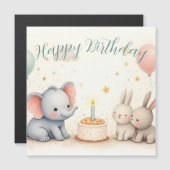 Cute Birthday Greeting with Animal Friends (Voorkant / Achterkant)
