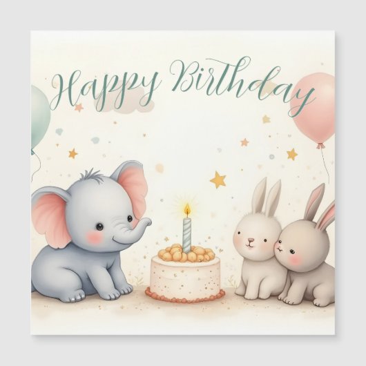 Cute Birthday Greeting with Animal Friends (Voorkant)