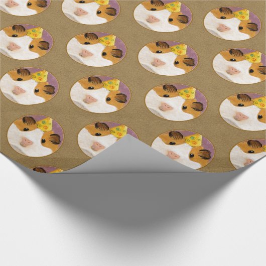 Cute Birthday Guinea Pig Pattern Cadeaupapier (Hoek)