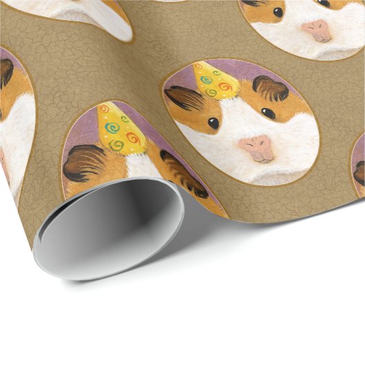 Cute Birthday Guinea Pig Pattern Cadeaupapier (Rol Hoek)