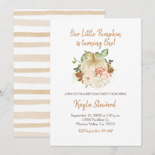 Cute Birthday Little Pumpkin One Invitation Kaart