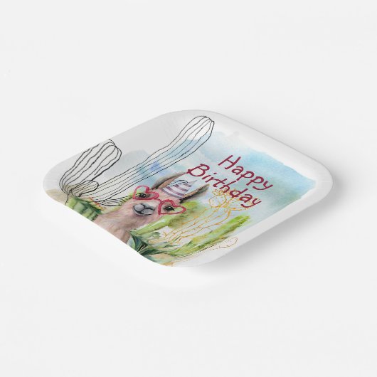 Cute Birthday Llama Papieren Bordje (Gebogen)