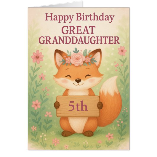 Cute Birthday MIlestone Card Great Granddaughter (Voorkant)