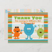 Cute Birthday Monster Dank u Briefkaart (Voorkant / Achterkant)