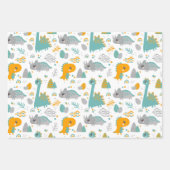 Cute Birthday Painted waterverf dinosaur patroon Inpakpapier Vel (Voorkant)