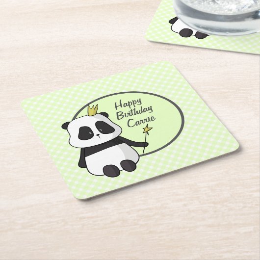 Cute Birthday Panda Kartonnen Onderzetters (Schuin)
