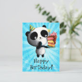 Cute Birthday Panda met Cake Briefkaart (Staand voorkant)