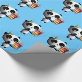 Cute Birthday Panda met Cake Cadeaupapier (Hoek)