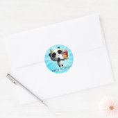 Cute Birthday Panda met Cake Ronde Sticker (Envelop)