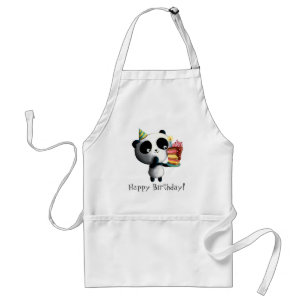 Cute Birthday Panda met Cake Standaard Schort