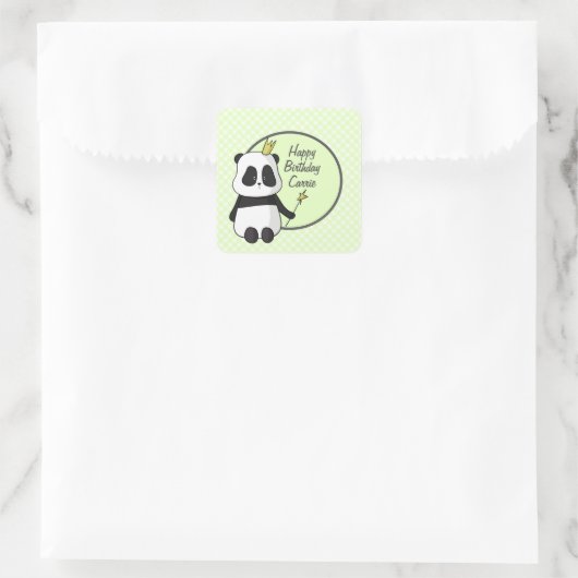 Cute Birthday Panda Vierkante Sticker (Tas)
