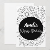 Cute Birthday Party Adult Floral Colour Feestdagenkaart (Voorkant / Achterkant)