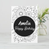 Cute Birthday Party Adult Floral Colour Feestdagenkaart (Staand voorkant)