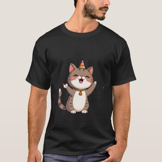 Cute Birthday Party Cat Happy Celebration Art ✨🐾 T-shirt (Voorkant)