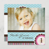 Cute Birthday Party Invitation Kaart (Voorkant / Achterkant)