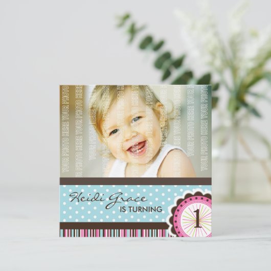 Cute Birthday Party Invitation Kaart (Staand voorkant)