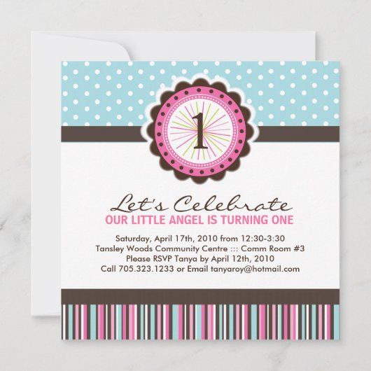 Cute Birthday Party Invitation Kaart (Achterkant)