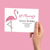Cute Birthday Party Pink Flamingo Custom Kaart