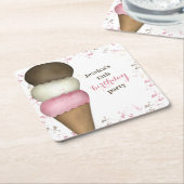 Cute Birthday Party Whimsical Ice Cream Cone Kartonnen Onderzetters (Schuin)