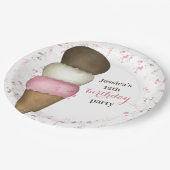Cute Birthday Party Whimsical Ice Cream Cone Papieren Bordje (Gekanteld)