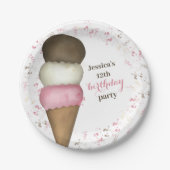 Cute Birthday Party Whimsical Ice Cream Cone Papieren Bordje (Voorkant)