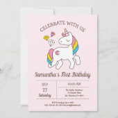 Cute Birthday Rainbow Unicorn Kaart (Voorkant)