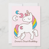 Cute Birthday Rainbow Unicorn Kaart (Achterkant)