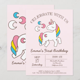 Cute Birthday Rainbow Unicorn Kaart