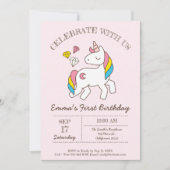Cute Birthday Rainbow Unicorn Kaart (Voorkant)