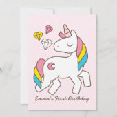 Cute Birthday Rainbow Unicorn Kaart (Achterkant)