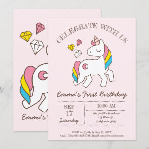 Cute Birthday Rainbow Unicorn Kaart