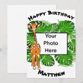 Cute Birthday Safari giraffe | tropisch bos Kaart (Voorkant / Achterkant)