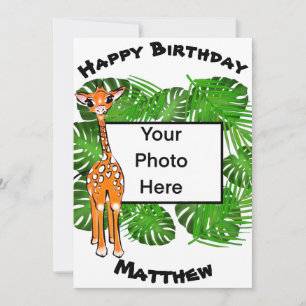 Cute Birthday Safari giraffe   tropisch bos Kaart
