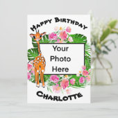 Cute Birthday Safari giraffe | tropisch bos Kaart (Staand voorkant)