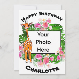 Cute Birthday Safari giraffe   tropisch bos Kaart