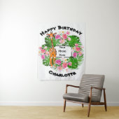 Cute Birthday Safari giraffe | tropisch bos Wandkleed (In situ)