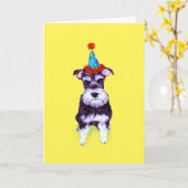 Cute  Birthday Schnauzer Kaart (Gele Bloem)