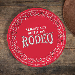 Cute Birthday Simple Rodeo Typography Red Bandana Papieren Bordje