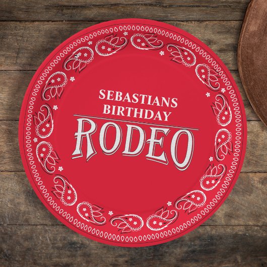 Cute Birthday Simple Rodeo Typography Red Bandana Papieren Bordje
