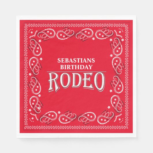 Cute Birthday Simple Rodeo Typography Red Bandana Servet (Voorkant)