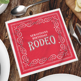 Cute Birthday Simple Rodeo Typography Red Bandana Servet