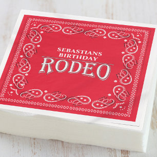 Cute Birthday Simple Rodeo Typography Red Bandana Servet