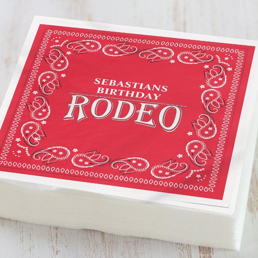 Cute Birthday Simple Rodeo Typography Red Bandana Servet