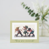 Cute Birthday Skating Party Funny Animals Kaart (Staand voorkant)