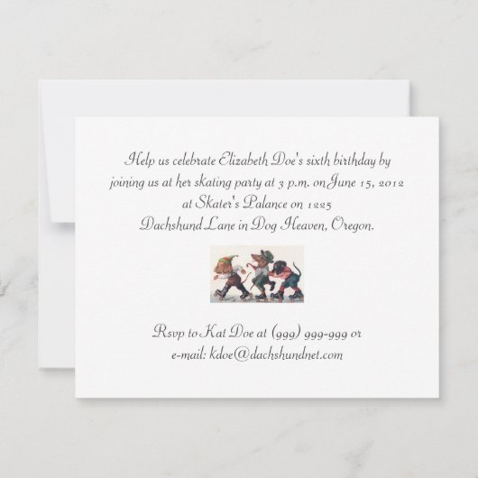 Cute Birthday Skating Party Funny Animals Kaart (Achterkant)