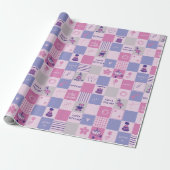 Cute Birthday Squares – Pink modern Pattern Cadeaupapier (Uitgerold)
