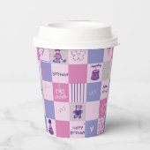 Cute Birthday Squares – Pink modern Pattern Papieren Bekers (Achterkant)