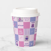 Cute Birthday Squares – Pink modern Pattern Papieren Bekers (Voorkant)