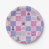 Cute Birthday Squares – Pink modern Pattern Papieren Bordje (Voorkant)