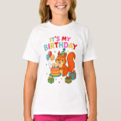 Cute Birthday Squirrel Celebration Party Design T-shirt (Voorkant)